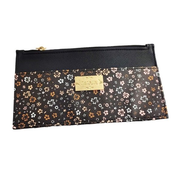 Nanette Lepore Slim Card Wallet 2 Exterior SidePockets Center Zipper Compartment - Picture 1 of 6